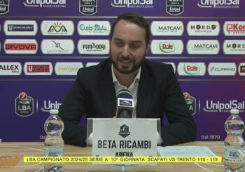 Basket LBA Serie A Scafati vs Trento 110-119 Coach Galbiati e Pilot post gara